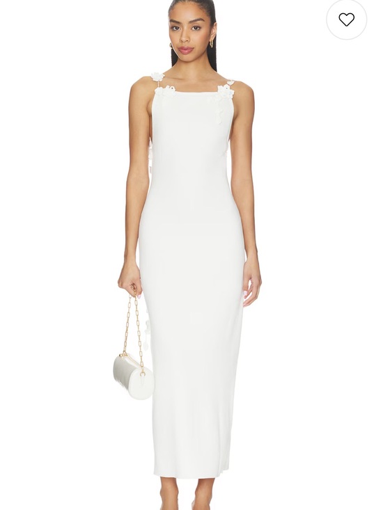 cult gaia Dresses & Skirts - cult gaia White Floral-Accent Midi Sheath Dress